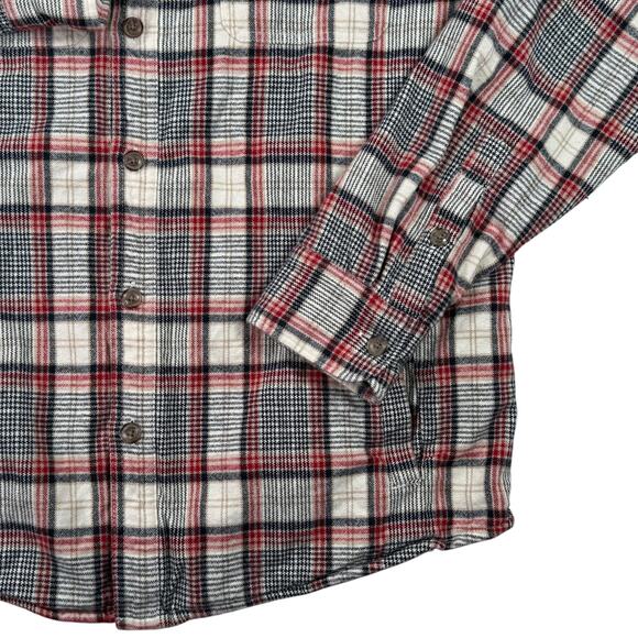 Marine Layer Mens Medium Red Gray Plaid Long Sleeve Flannel Overshirt - Picture 5 of 11